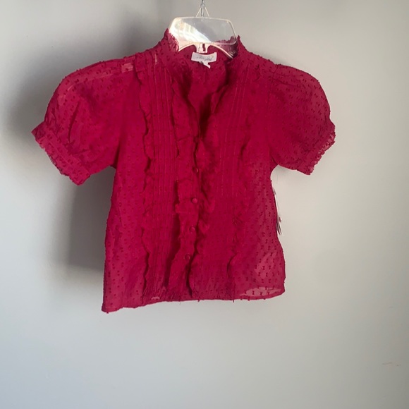 Petit Joie Other - NWT Petit Joie Berry Button Up Short Sleeve Blouse